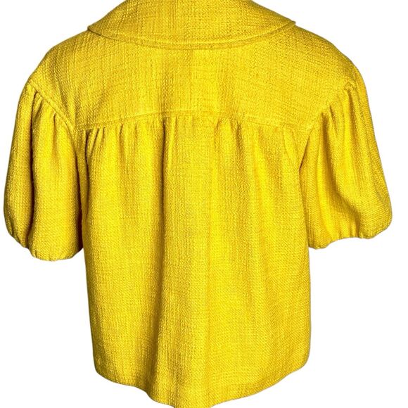 Kenar Retro Short Sleeve Blazer Jacket Sz 8  Mustard Lined Lightweight Collared - Picture 2 of 8